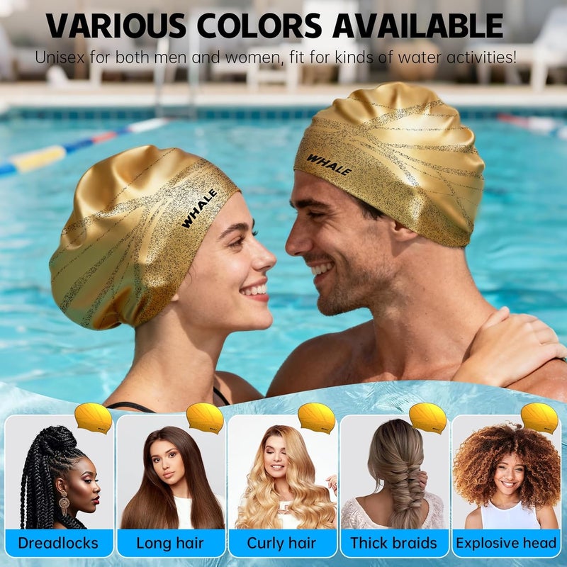 Whale Extra Large Swim Cap Designed for Men and Women with Thick, Long Hair, Hair Extensions Or Afro-Textured Hair Long-Hair Swim Cap Highly Waterproof to Keep Hair Dry - Image 5